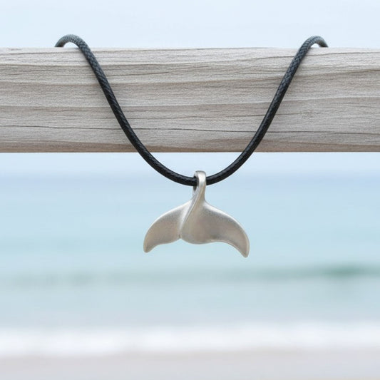 Whale Tail / Fluke Pendant – Sealife Collection - Recycled Pewter on Cotton Cord - Big Blue