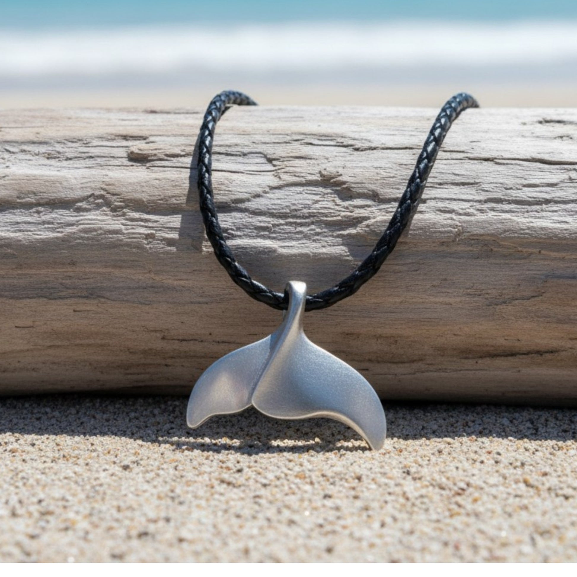Whale Tail / Fluke Pendant – Sealife Collection - Recycled Pewter on Cotton Cord - Big Blue