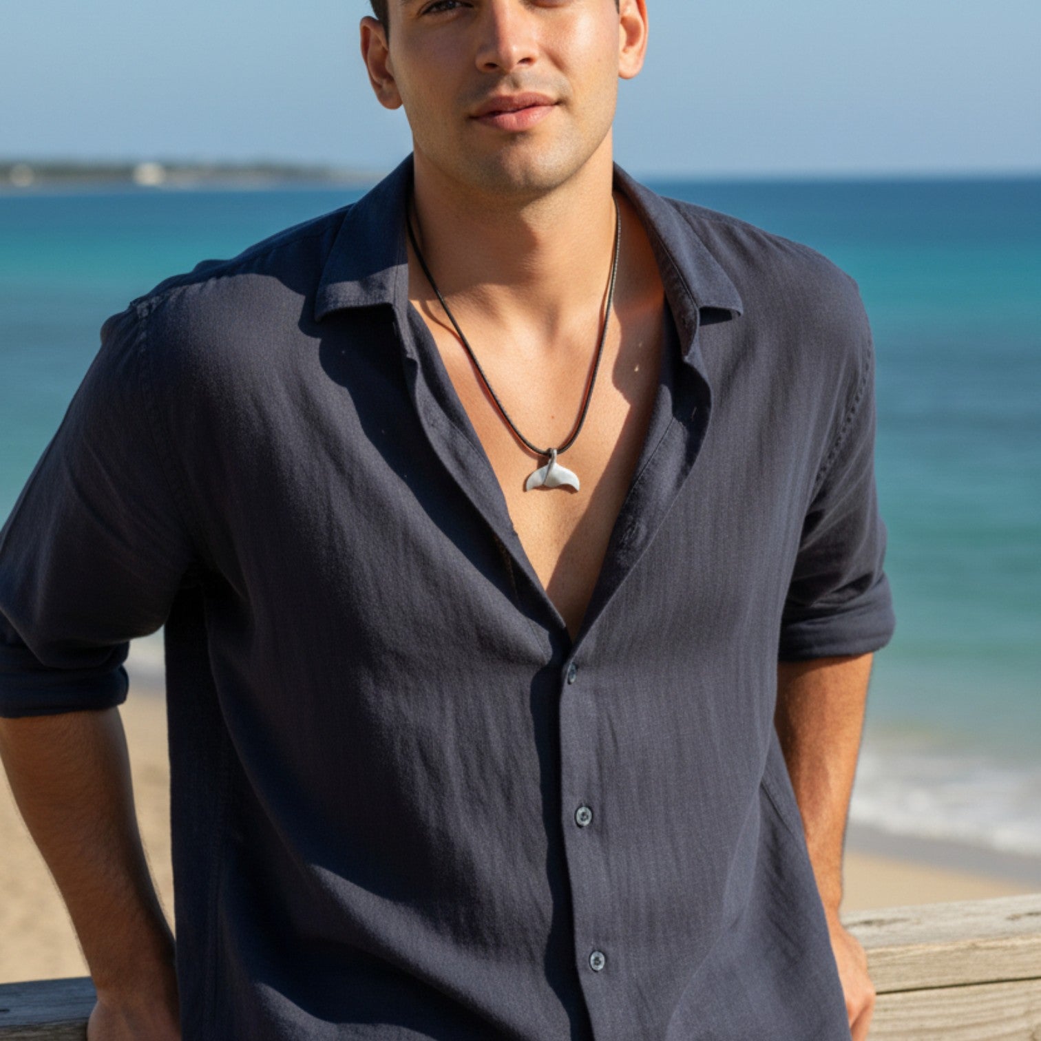 Whale Tail / Fluke Pendant – Sealife Collection - Recycled Pewter on Cotton Cord - Big Blue