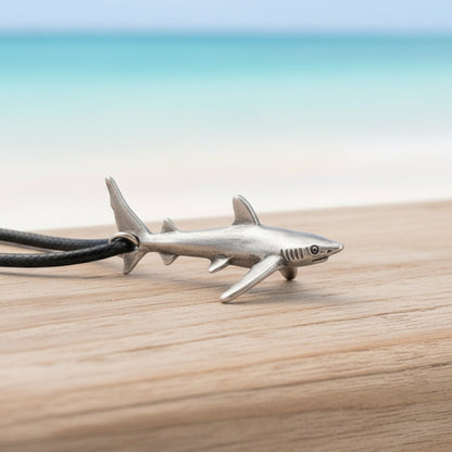 Joe Romeiro´s Blue Shark Necklace – Pewter on Cord - Big Blue