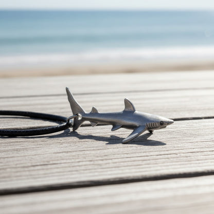Joe Romeiro´s Blue Shark Necklace – Pewter on Cord - Big Blue