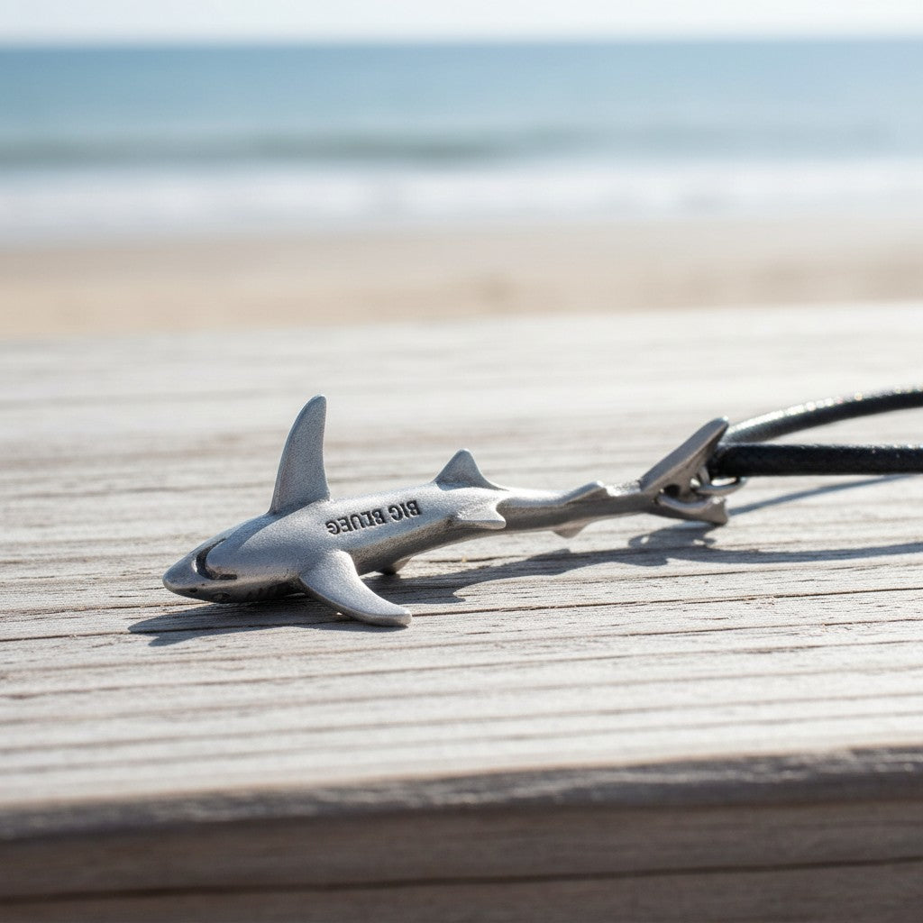 Joe Romeiro´s Blue Shark Necklace – Pewter on Cord