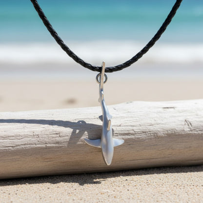 Joe Romeiro´s Blue Shark Necklace – Pewter on Cord - Big Blue