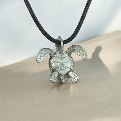 Sea Turtle Necklace Pendant with Dive Flag-  Dive Flag Sea Turtle Gifts, Dive Turtle Necklaces, Diving Gifts for Turtle Lovers, Jewelry for Divers - Big Blue