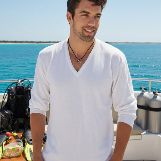 Shark Jaw Necklace with Dive Flag – Diver’s Collection – Pewter Pendant - Big Blue