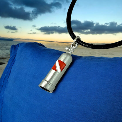 Scuba Tank Necklace for Men and Women- Scuba Diving Gift, Scuba Tank Necklace with Diver Flag, Gifts for Divers, Scuba Diving Jewelry, ScubaTank Charm - Big Blue