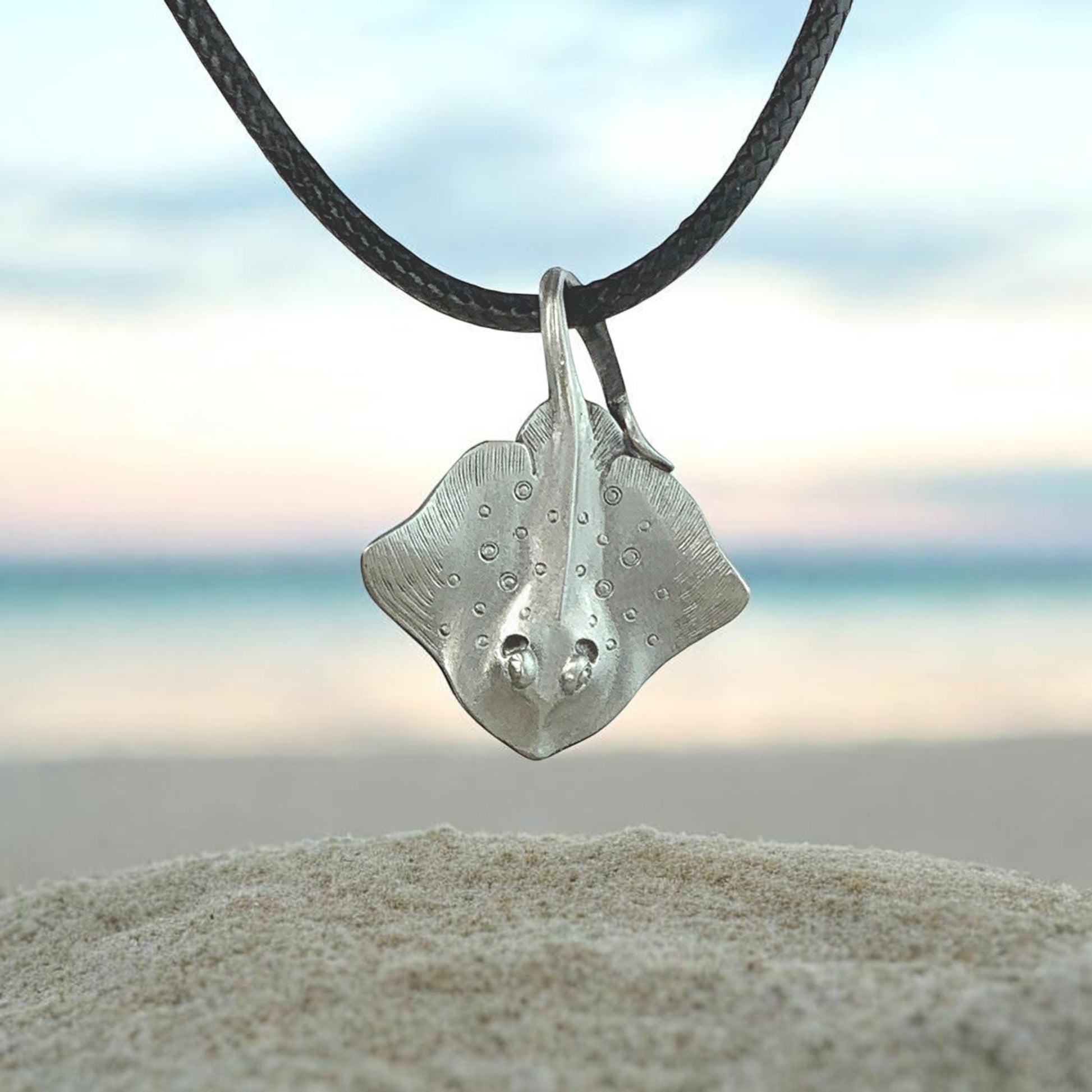 Stingray Cord Necklace- Sealife Collection - Pewter - Big Blue
