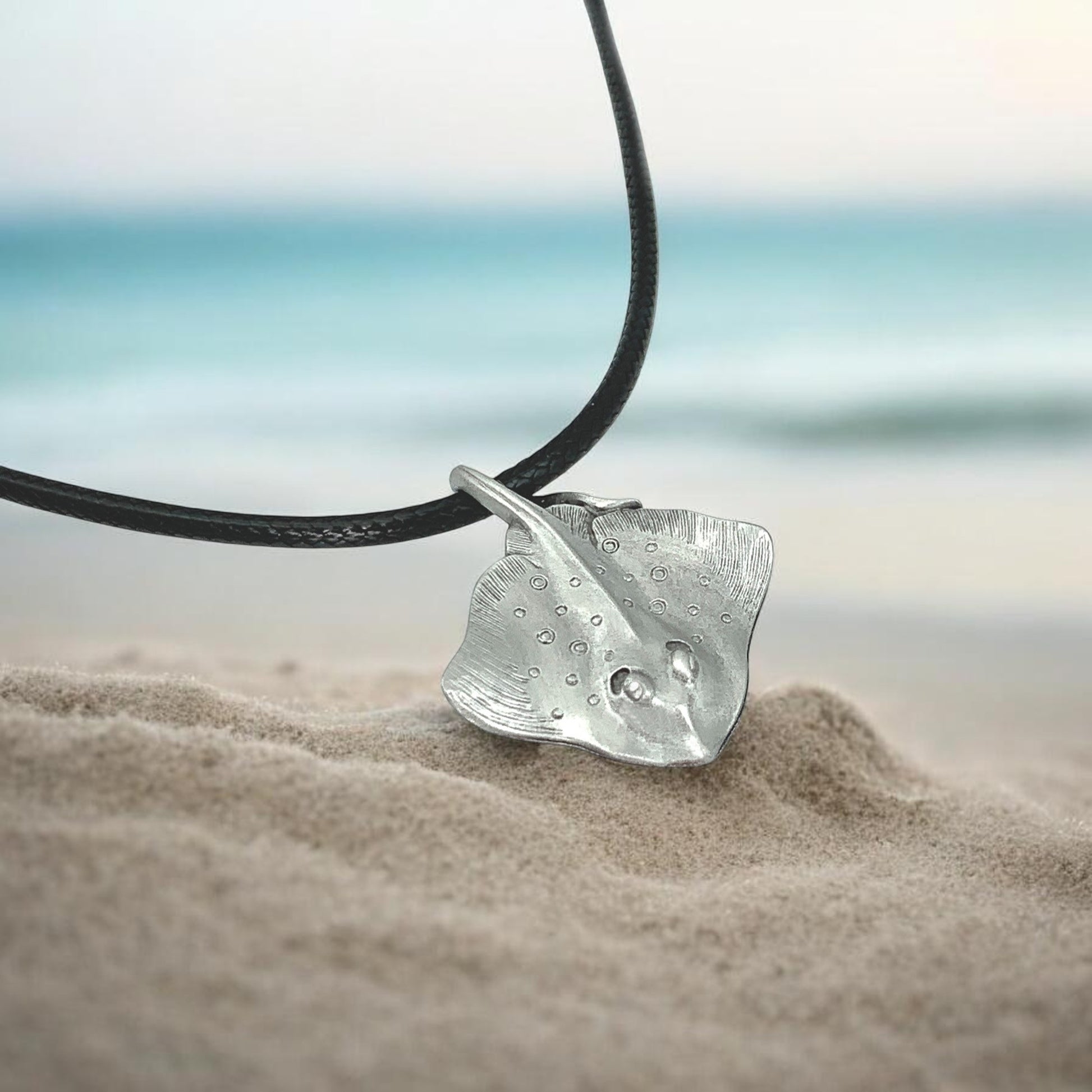 Stingray Cord Necklace- Sealife Collection - Pewter - Big Blue