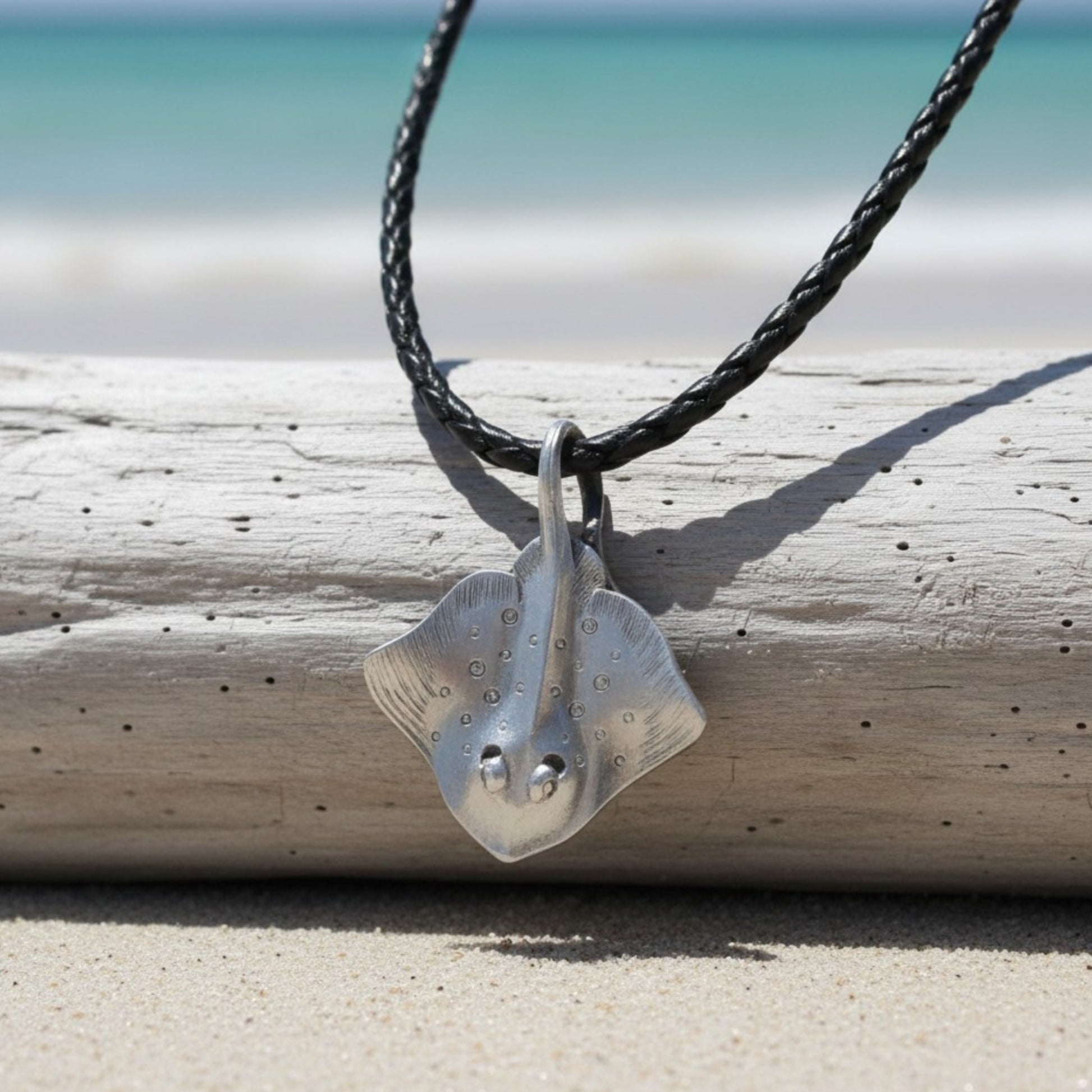 Stingray Cord Necklace- Sealife Collection - Pewter - Big Blue