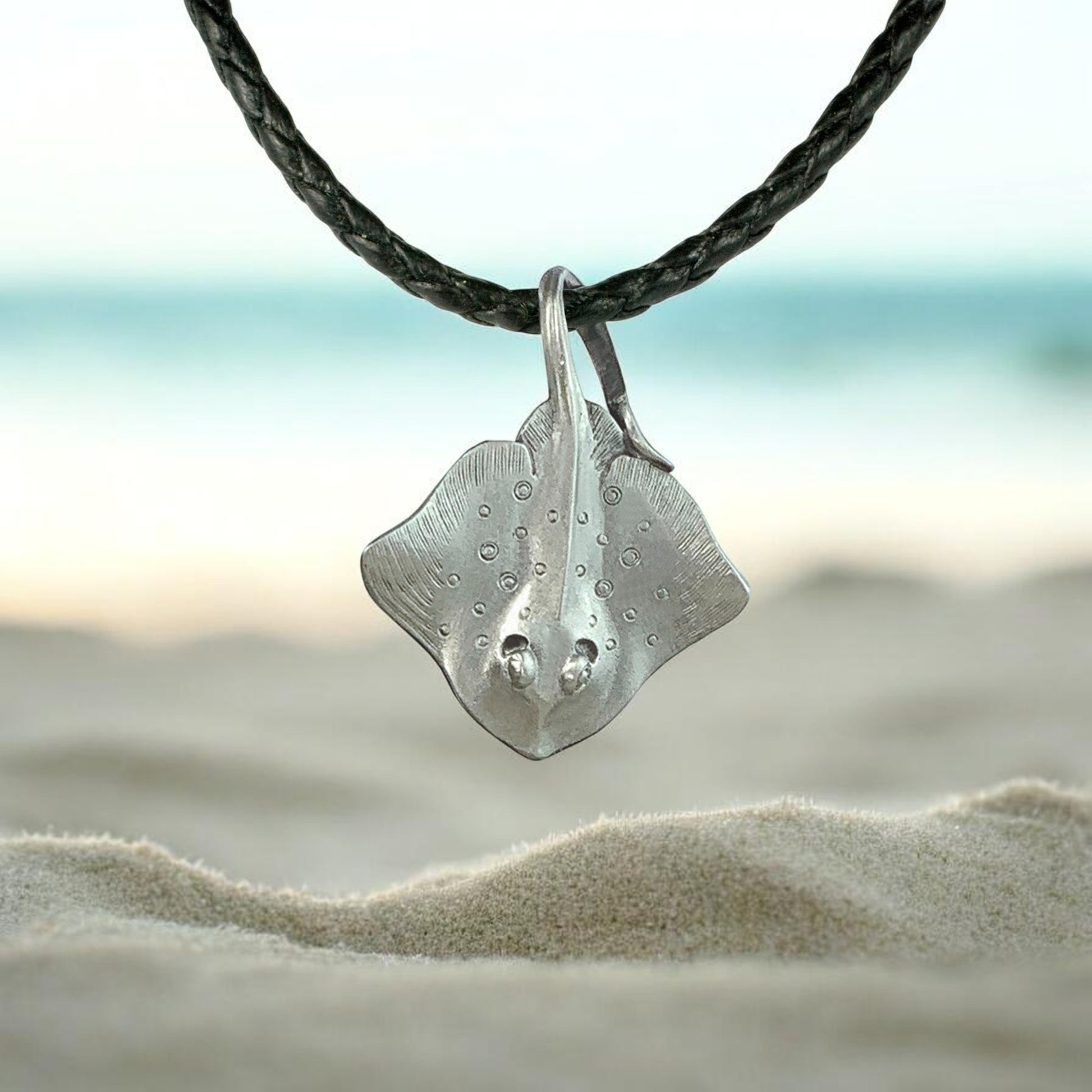 Stingray Cord Necklace- Sealife Collection - Pewter - Big Blue