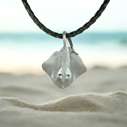 Stingray Cord Necklace- Sealife Collection - Pewter - Big Blue