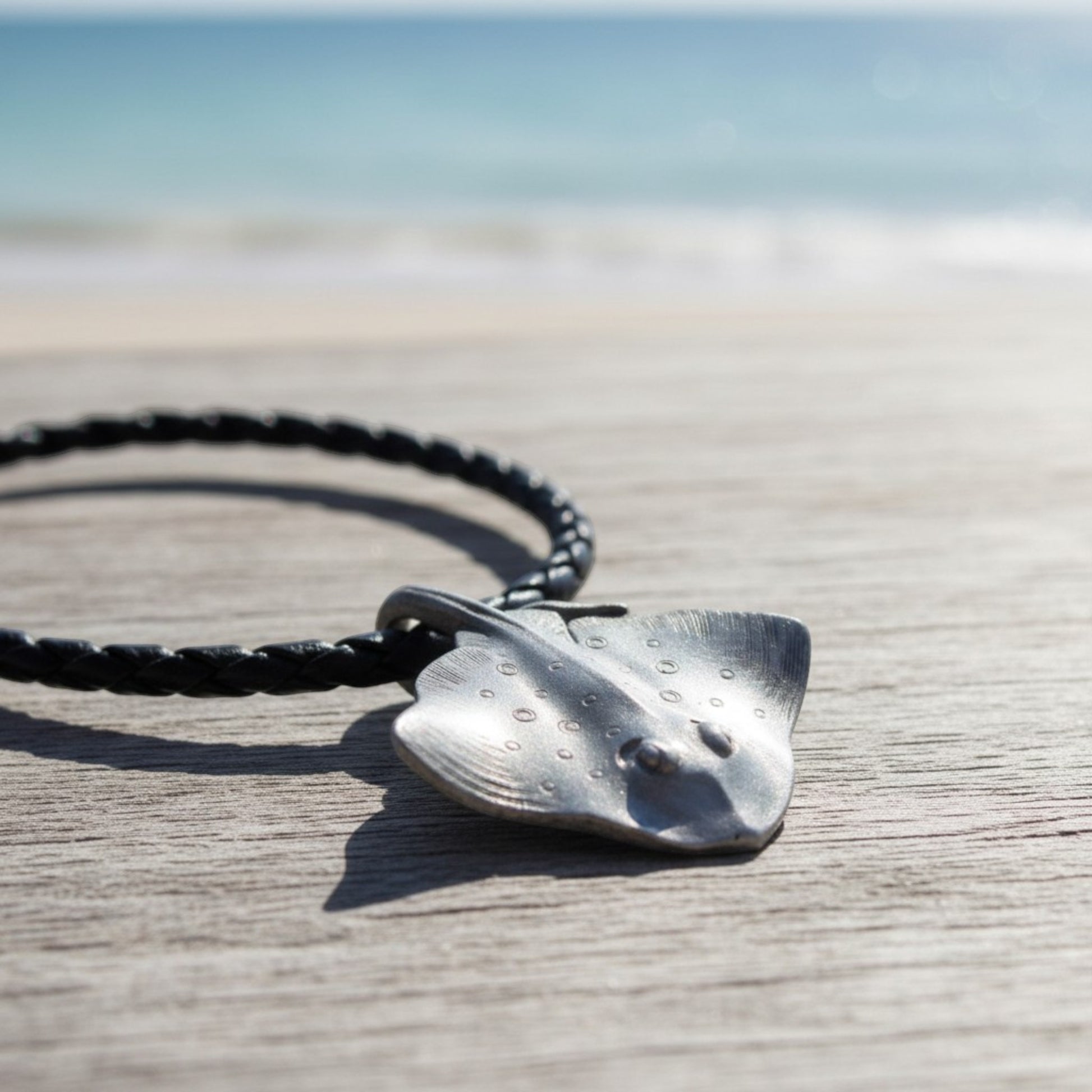 Stingray Cord Necklace- Sealife Collection - Pewter - Big Blue
