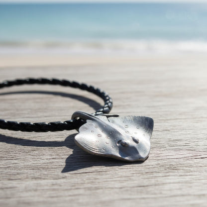 Stingray Cord Necklace- Sealife Collection - Pewter - Big Blue