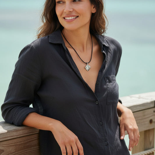 Stingray Cord Necklace- Sealife Collection - Pewter - Big Blue