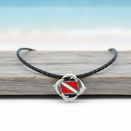 Dolphins Necklace with Dive Flag – Diver´s Collection – Pewter - Big Blue