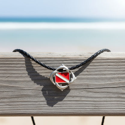 Dolphins Necklace with Dive Flag – Diver´s Collection – Pewter - Big Blue