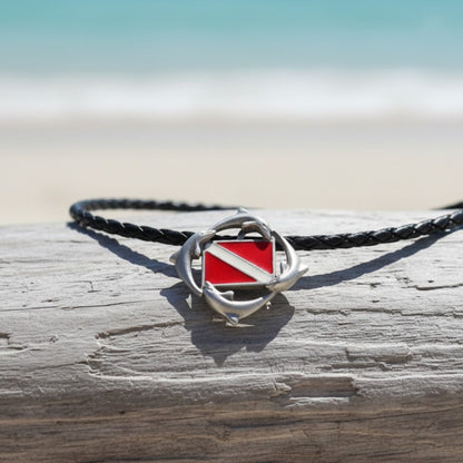 Dolphins Necklace with Dive Flag – Diver´s Collection – Pewter - Big Blue
