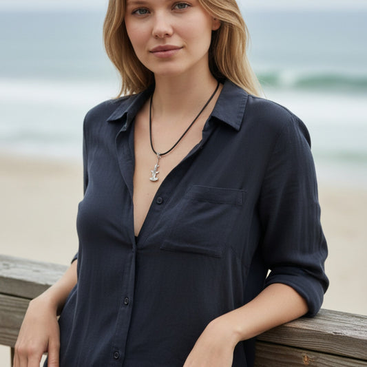 Hammerhead Shark Necklace- Sealife Collection- Pewter on Eco Cord - Big Blue