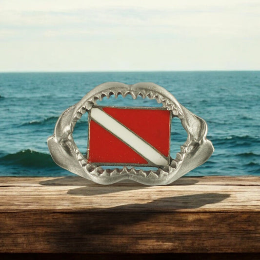 Shark Jaw Pin, Shark Pin, Scuba Diving Pins, Gifts for Scuba Divers, Dive Flag Pin and Accessories, Gifts for Dive Captains, Dive Buddy Gift - Big Blue