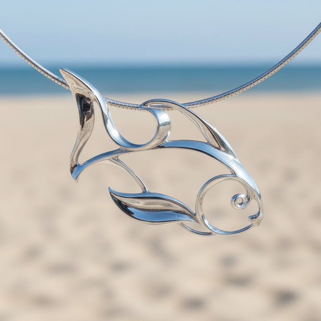 Angelfish Necklace – Seaplicity Collection - Sterling Silver - Big Blue