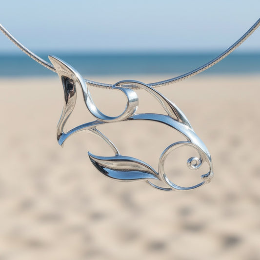 Angelfish Necklace – Seaplicity Collection - Sterling Silver - Big Blue