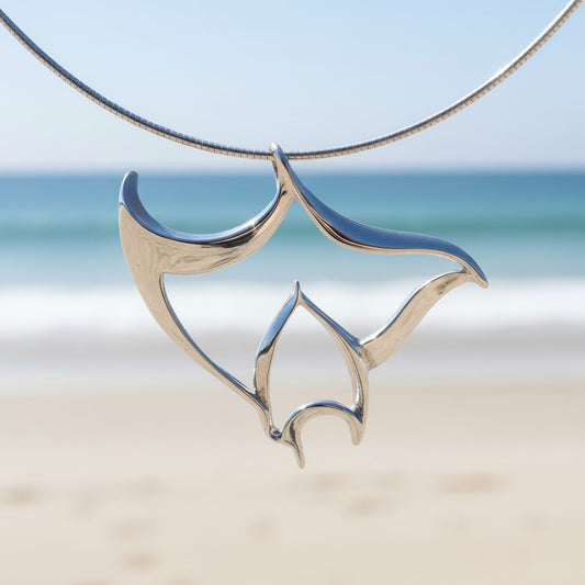 Manta Ray Necklace – Seaplicity Collection – Sterling Silver - Big Blue