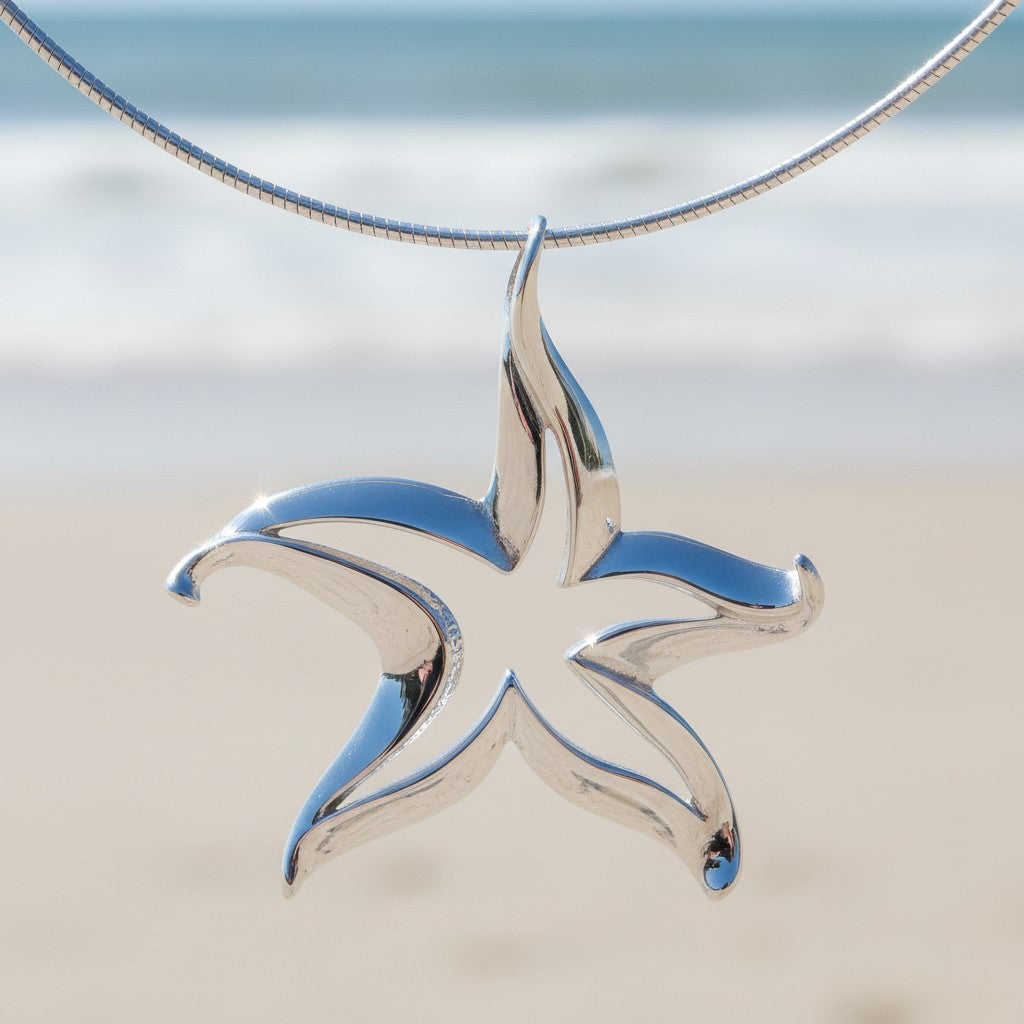 Starfish Necklace - Seaplicity Collection - Sterling Silver - Big Blue