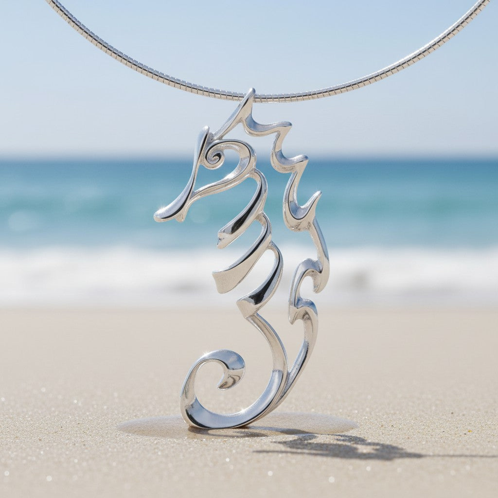Seahorse Necklace – Seaplicity Collection – Sterling Silver - Big Blue