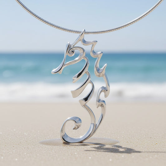 Seahorse Necklace – Seaplicity Collection – Sterling Silver - Big Blue