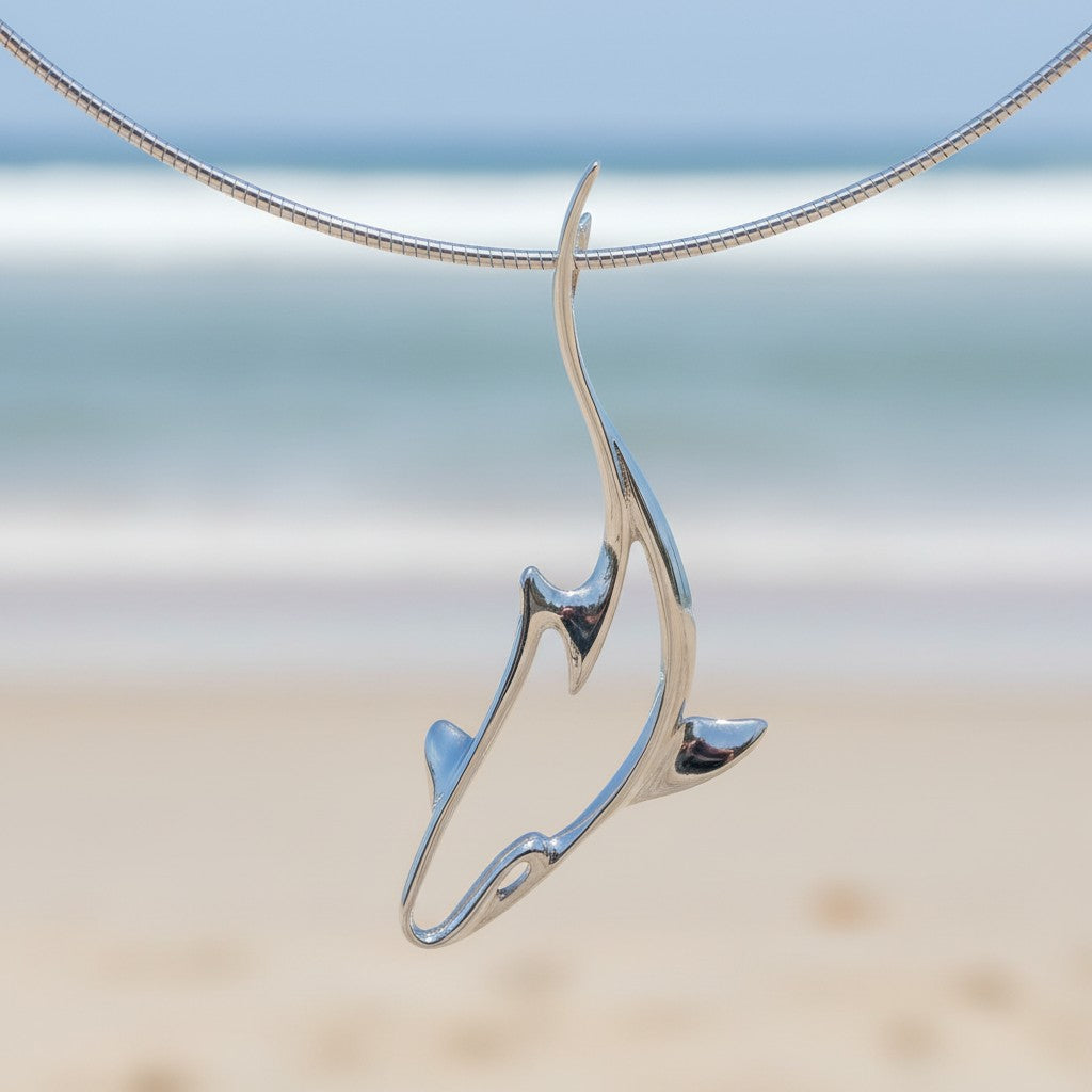 Grey Reef Shark Pendant – Seaplicity Collection – Sterling Silver - Big Blue