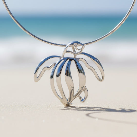 Sea Turtle Pendant – Seaplicity Collection – Sterling Silver - Big Blue