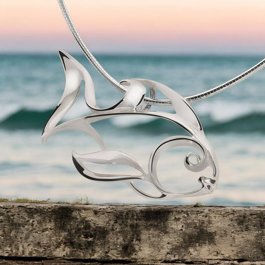 Angelfish Necklace Sterling Silver- Angelfish Pendant, Angelfish Charm, Sea Life Sterling Silver Angelfish Pendant, Fine Jewelry - Big Blue