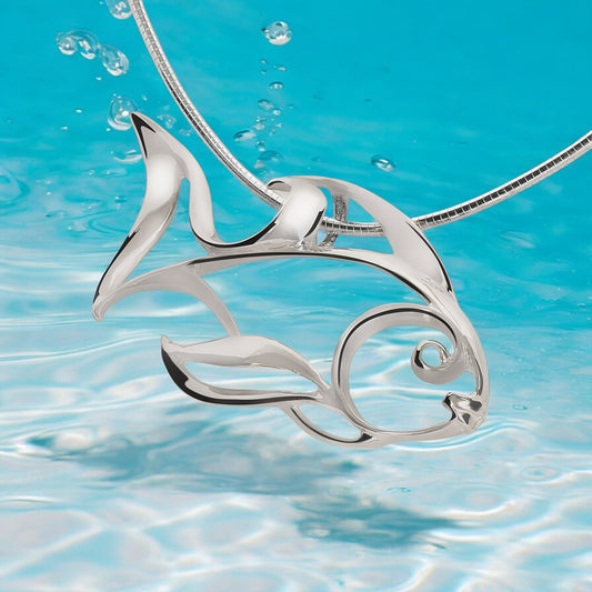 Angelfish Necklace Sterling Silver- Angelfish Pendant, Angelfish Charm, Sea Life Sterling Silver Angelfish Pendant, Fine Jewelry - Big Blue