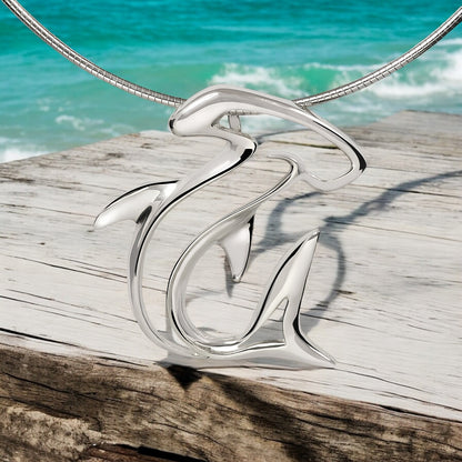 Shark Necklace for Men and Women-Sterling Silver Hammerhead Shark Pendant for Women, Shark Charm 925, Shark Jewelry for Women, Gifts for Shark Lovers - Big Blue