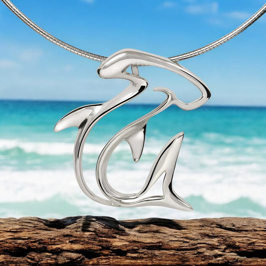 Shark Necklace for Men and Women-Sterling Silver Hammerhead Shark Pendant for Women, Shark Charm 925, Shark Jewelry for Women, Gifts for Shark Lovers - Big Blue