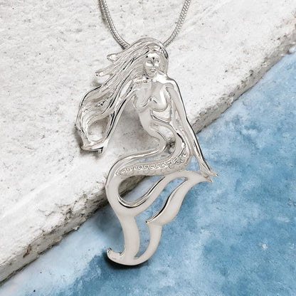 Lorelei Mermaid Necklace – Sterling Silver - Big Blue