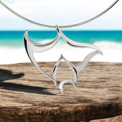 Manta Ray Necklaces for Women- Stingray Necklace Sterling Silver- Stingray Jewelry, Scuba Diving Jewelry, Ocean Inspired Fine Jewelry - Big Blue