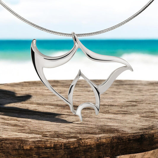 Manta Ray Necklaces for Women- Stingray Necklace Sterling Silver- Stingray Jewelry, Scuba Diving Jewelry, Ocean Inspired Fine Jewelry - Big Blue