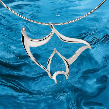 Manta Ray Necklaces for Women- Stingray Necklace Sterling Silver- Stingray Jewelry, Scuba Diving Jewelry, Ocean Inspired Fine Jewelry - Big Blue