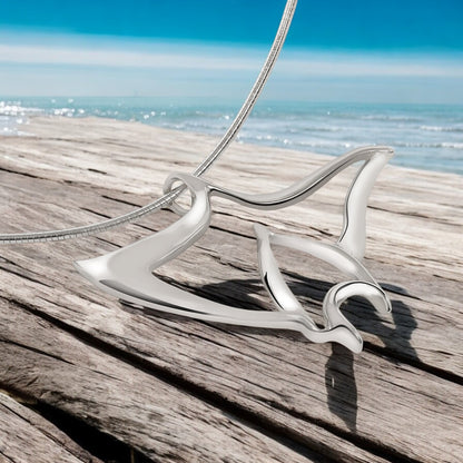 Manta Ray Necklaces for Women- Stingray Necklace Sterling Silver- Stingray Jewelry, Scuba Diving Jewelry, Ocean Inspired Fine Jewelry - Big Blue