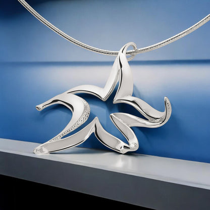 Starfish Necklace Sterling Silver for Women- Sea Star Pendants, Starfish Jewelry for Women, Sea Star Jewelry Sterling Silver, Beachy Necklaces - Big Blue