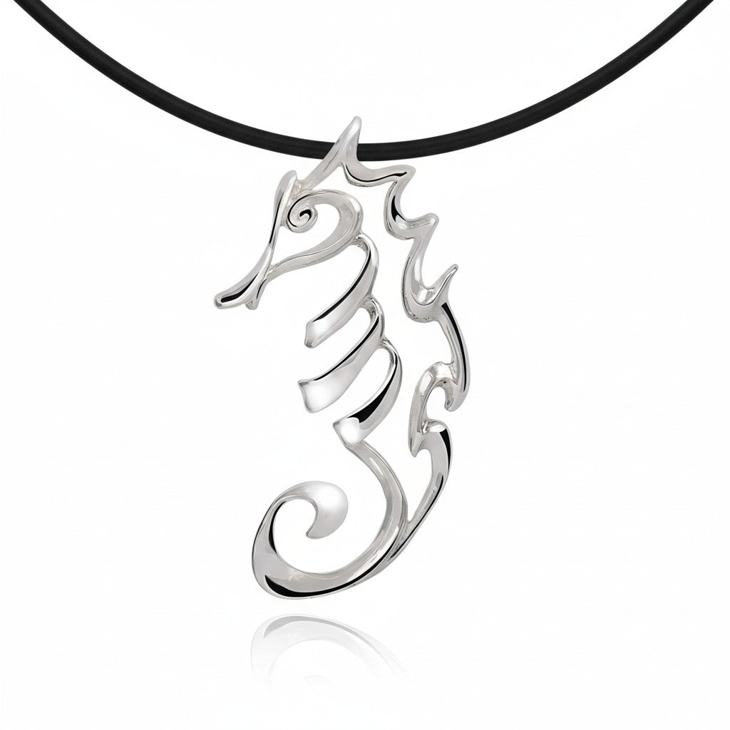 Seahorse Necklace – Seaplicity Collection – Sterling Silver - Big Blue