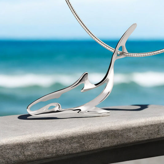 Shark Necklaces Sterling Silver- Grey Reef Shark Necklaces, Sterling Silver Reef Shark Pendant, Shark Jewelry - Big Blue