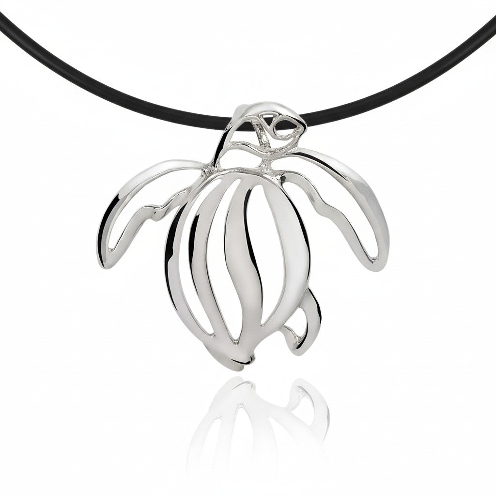 Sea Turtle Pendant – Seaplicity Collection – Sterling Silver - Big Blue