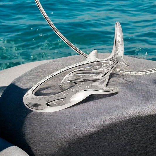 Whale Shark Necklace Charm for Women- Whale Shark Sterling Silver Jewelry, Shark Gifts for Shark Lovers, Scuba Diving Gifts, Scuba Diving Jewelry - Big Blue