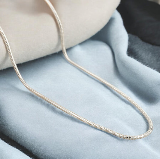 Sterling Silver Snake Chain .925, Magic Snake Chain Sterling Silver 1.2mm - Big Blue