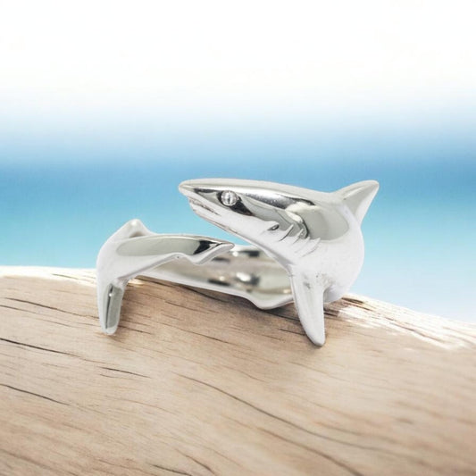 Shark Adjustable Ring - Sea Life Collection - Sterling Silver - Big Blue