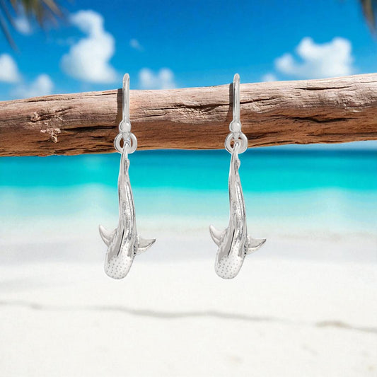 Whale Shark Earrings - Sealife Collection - Silver