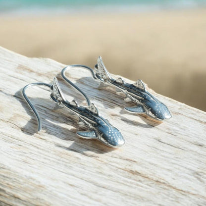 Whale Shark Earrings - Sealife Collection - Silver