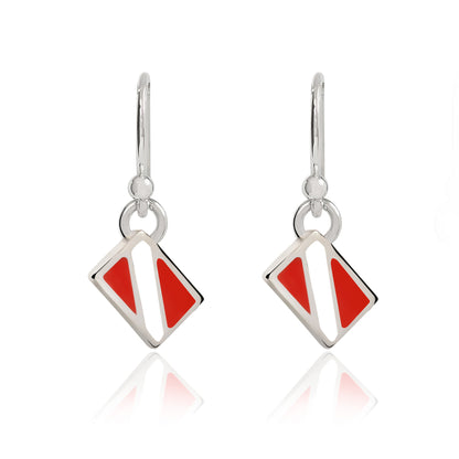 Dive Flag Earrings for Women Sterling Silver- Scuba Diving Gifts for Women, Scuba Diving Earrings, Dive Flag Charm Earrings, Gifts for Scuba Divers - Big Blue